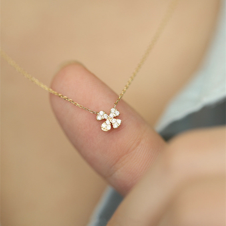 14k plated Gold Dainty Flower Necklace, Gold Flower Pendant