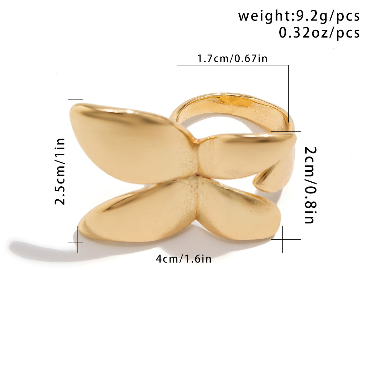 Exaggerating High Quality Glossy Butterfly Ring For Women - 727aaa