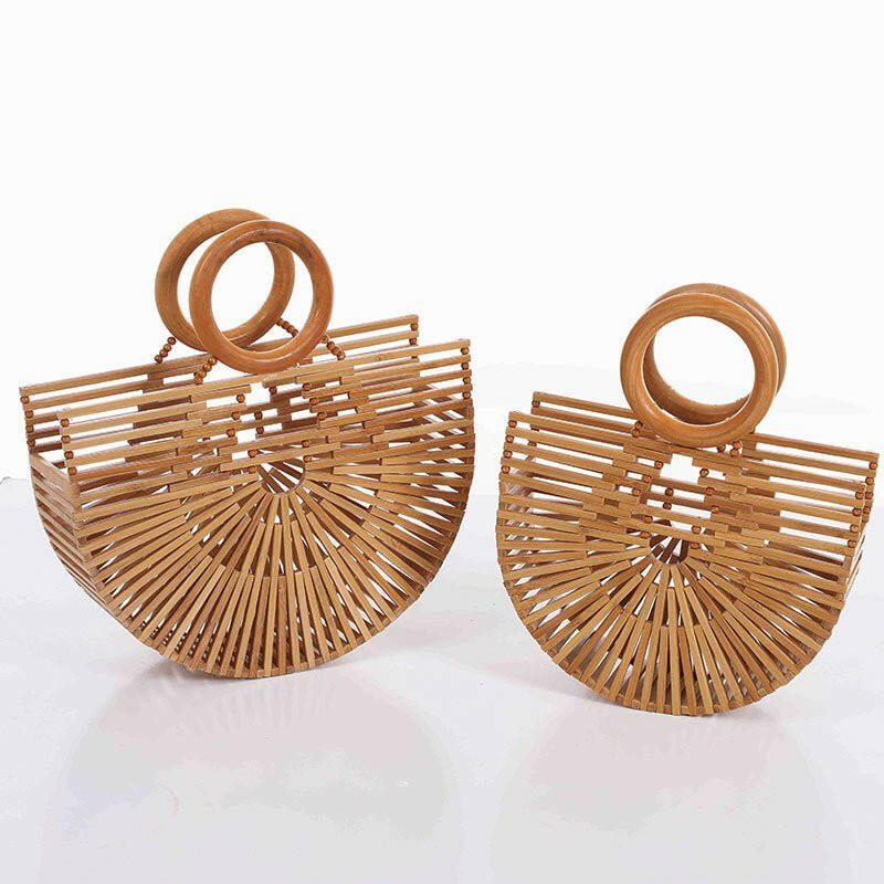 Portable Bamboo Basket Straw Beach Bag | Chik Boutik 