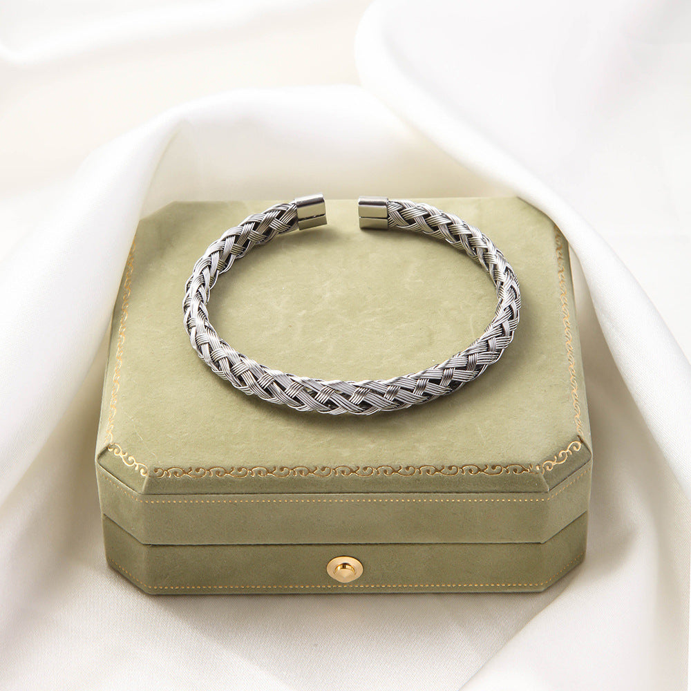 Stainless Steel Fashion Woven Open-ended Bracelet