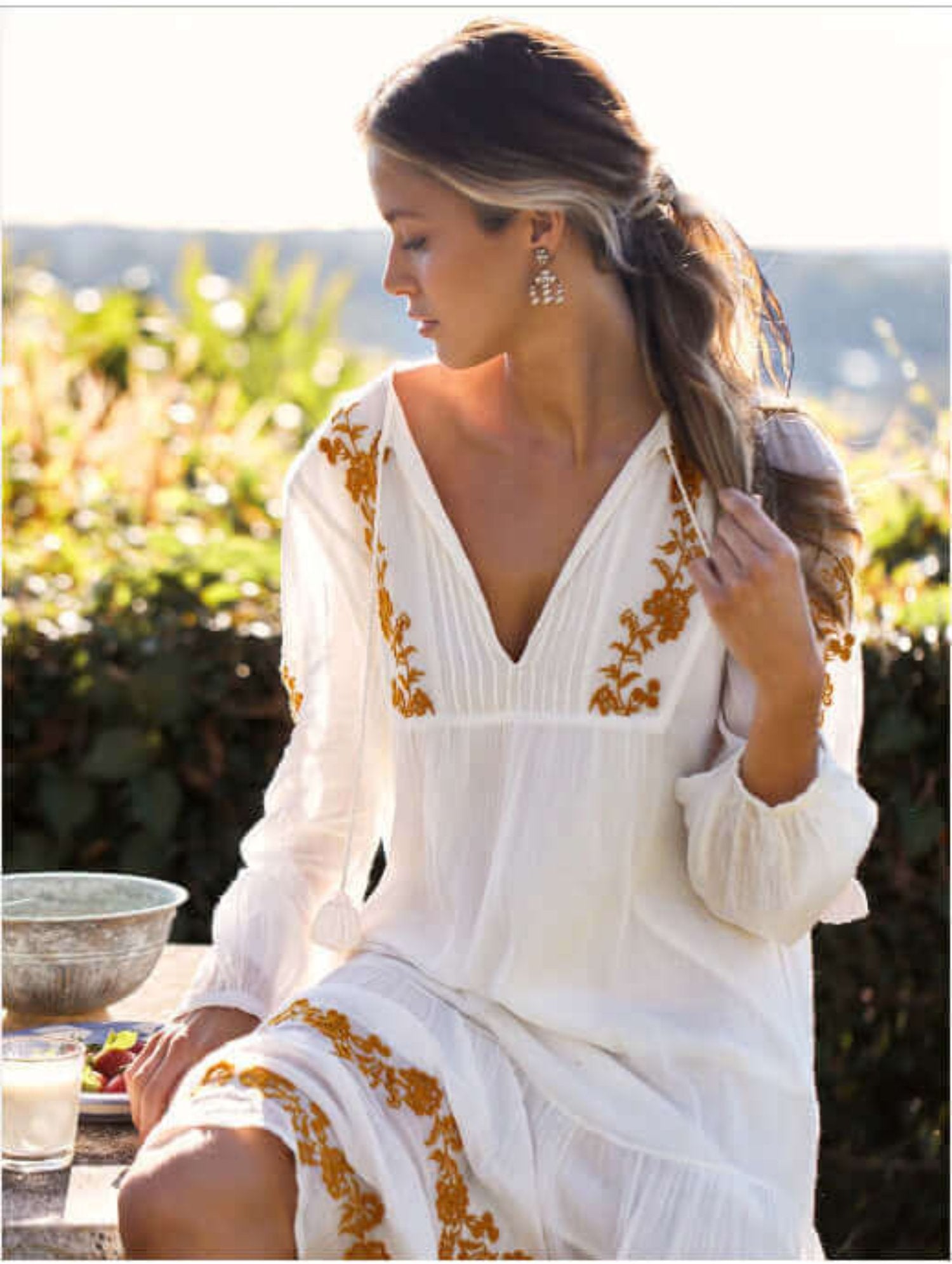 Elegant gypsy-style dress for beach vacations