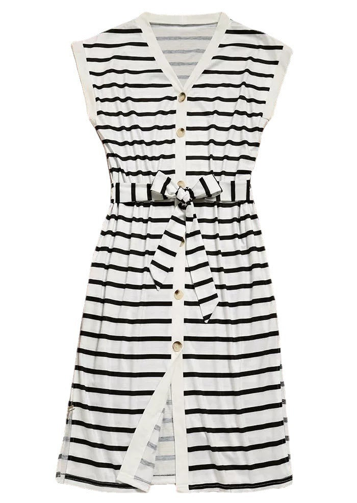 Fashion Striped Dress Casual Black And White Stripe New
