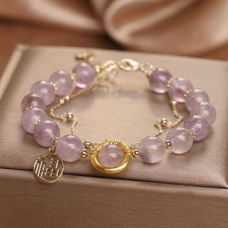 Elegant amethyst bracelet in Korean style for women