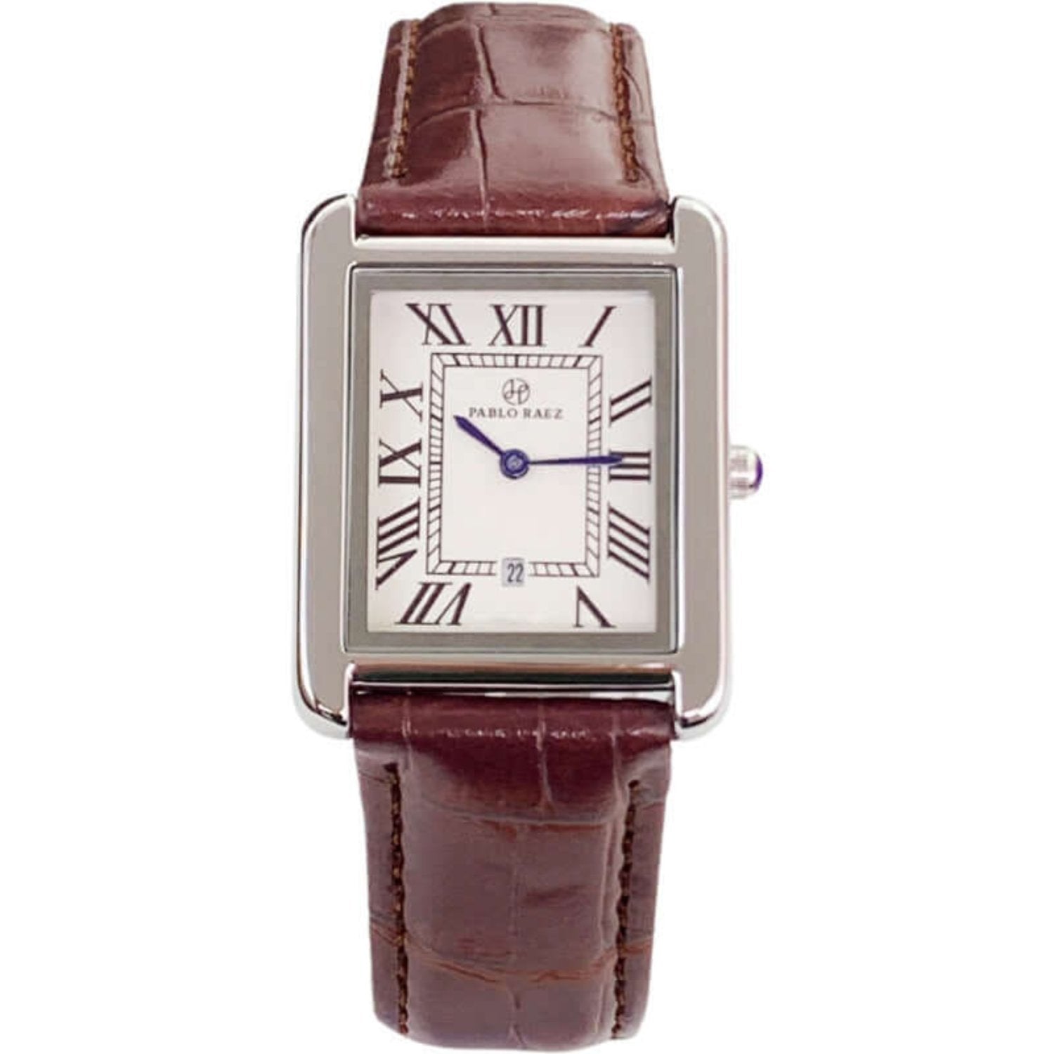 Sleek Pablo Raez leather strap watch for women, perfect for everyday wear.