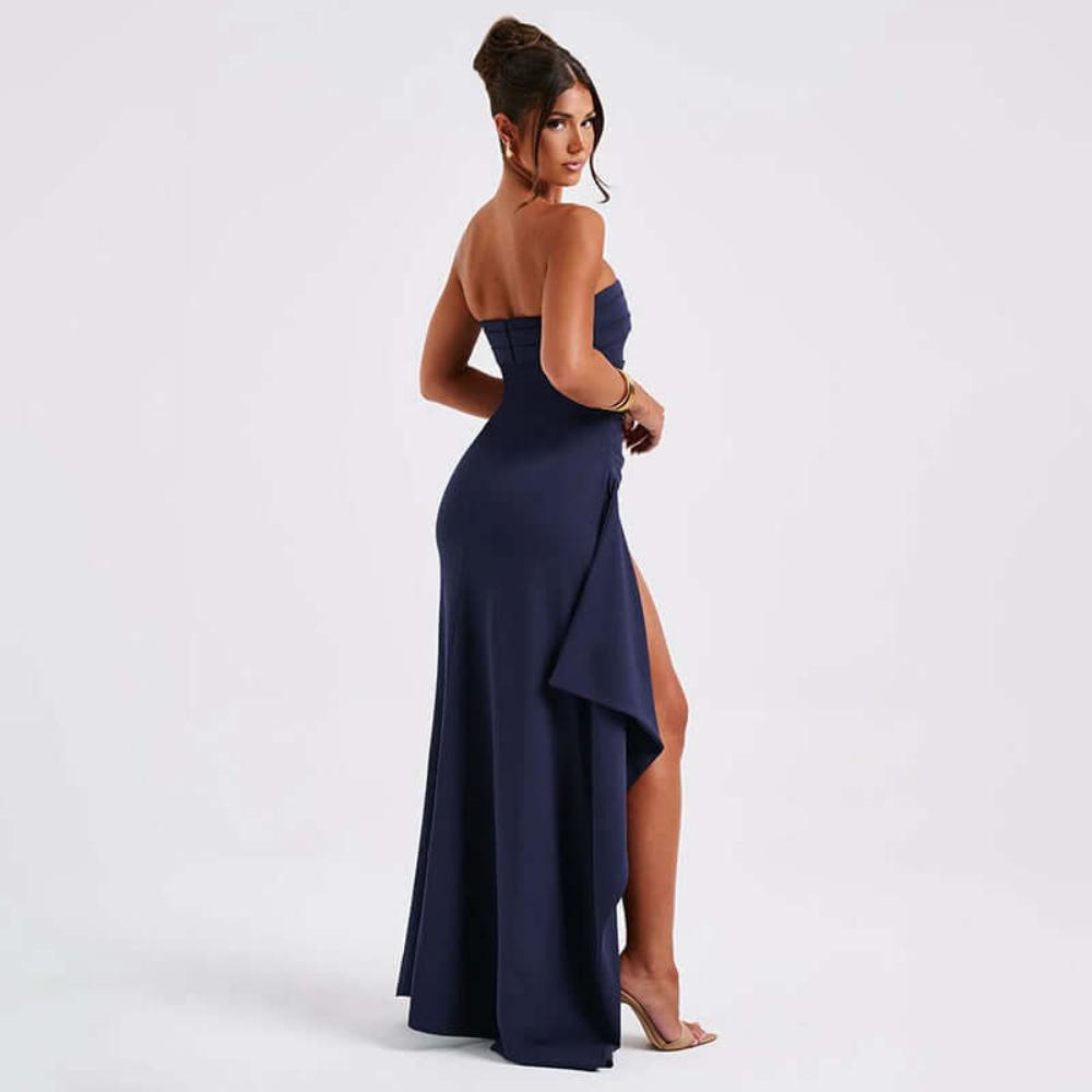  Strapless Thigh Split Gown

