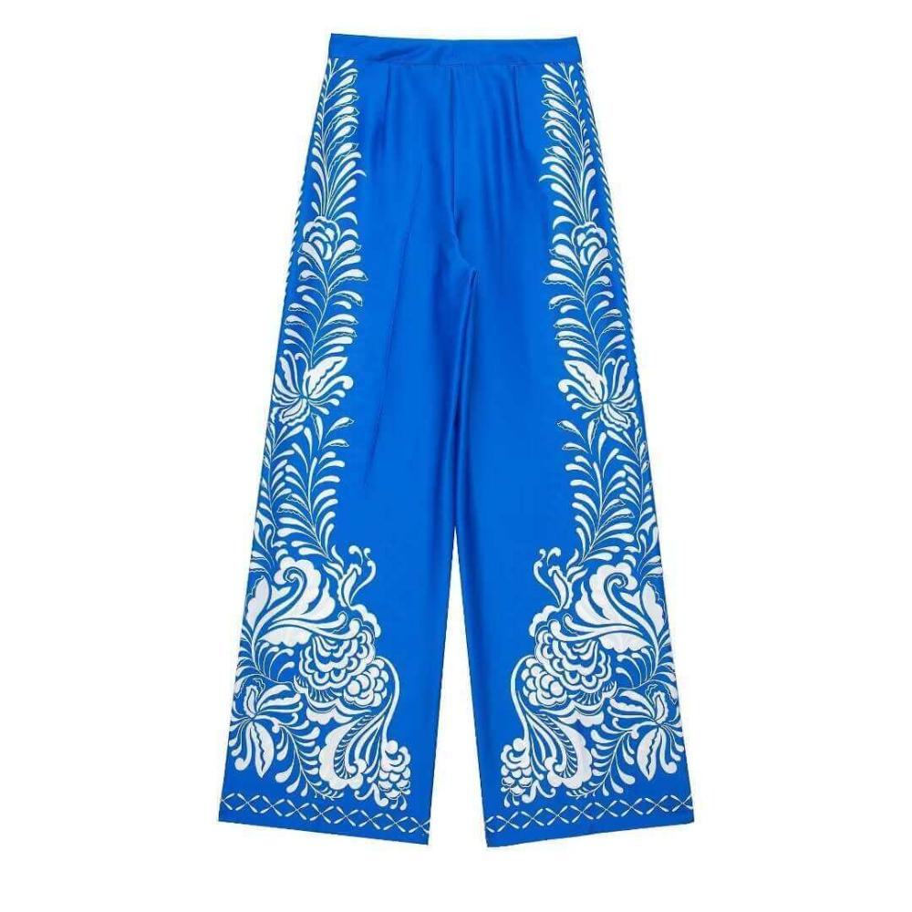 blue and white pants outfit for women designer pants outfits for women floral print pants and shirts set for woman