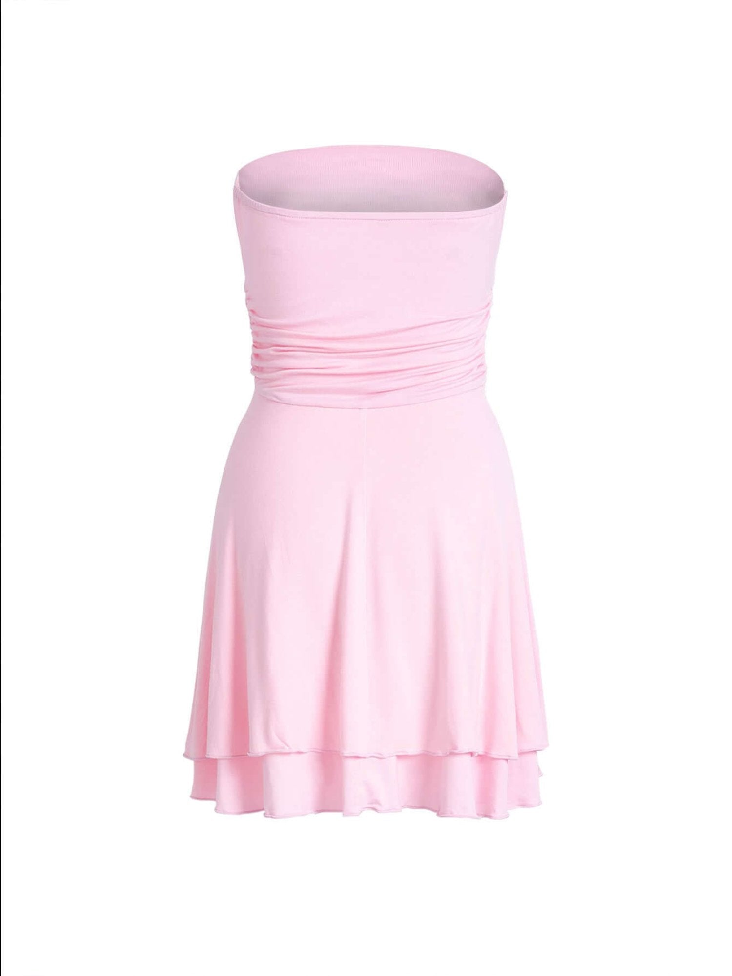 strapless short dress in pink 