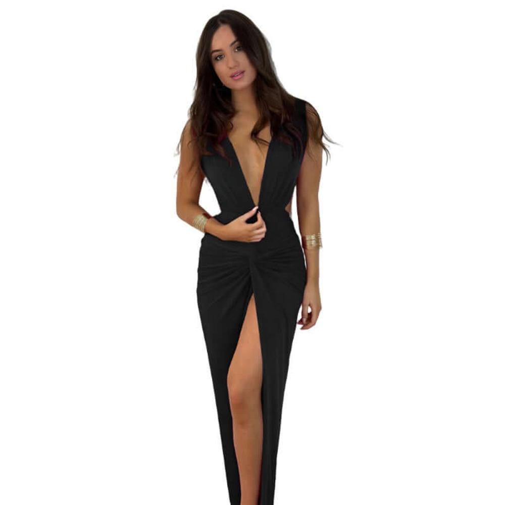 sexy black long dress 
casual trendy outfit,