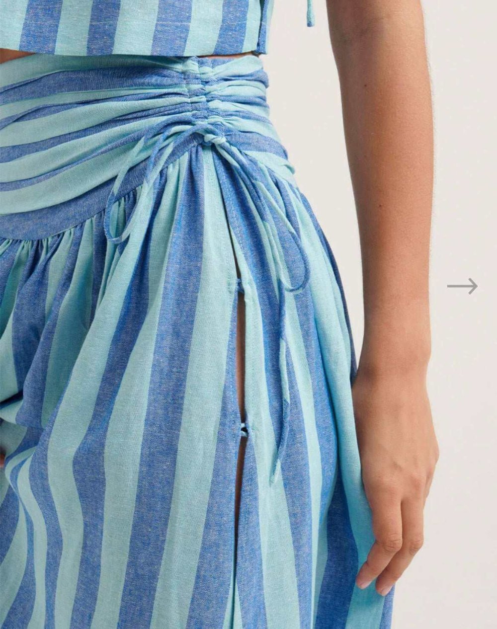 Blue striped retro-inspired tank and midi skirt set