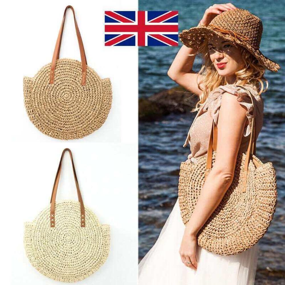 Straw Shoulder Bag, Handmade Woven Handbag 