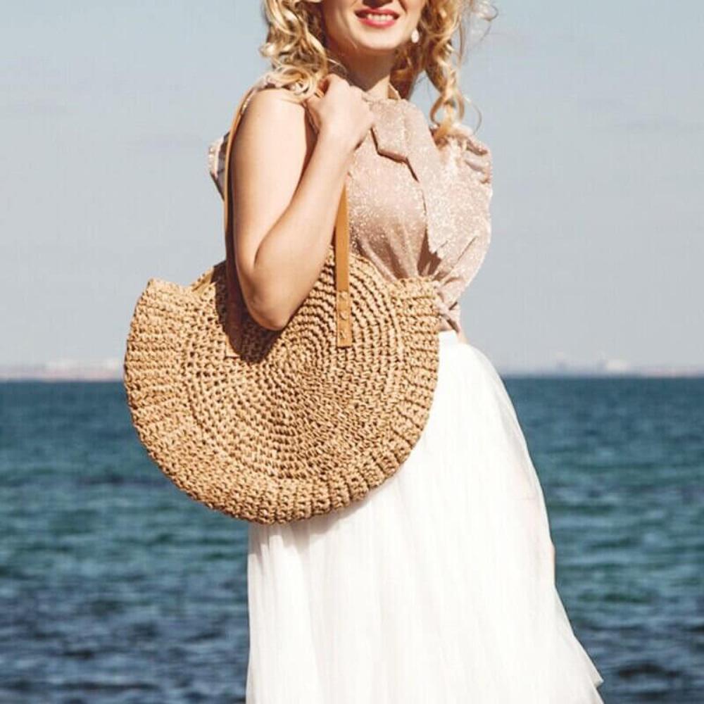  Straw Round Large Tote Woven Bag