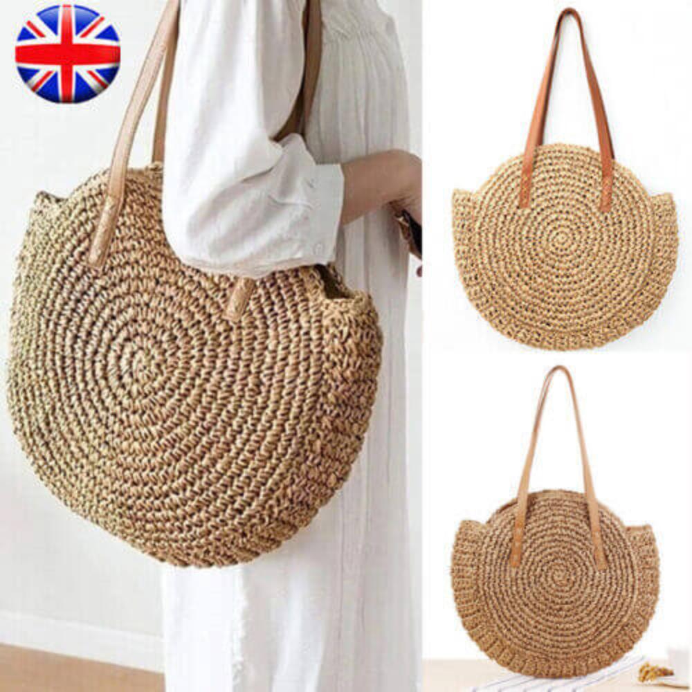 Straw Shoulder Bag, Handmade Woven Handbag