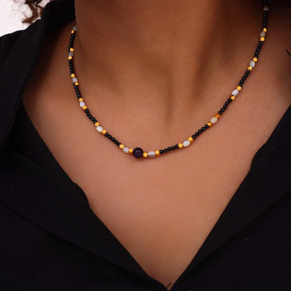 Beaded agate necklace