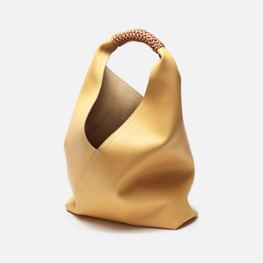 Premium cowhide leather hobo handbag in ginger color