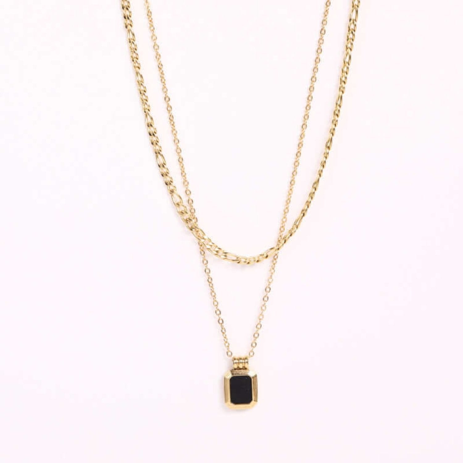 Retro-style necklace with a polished square pendant and adjustable chain.