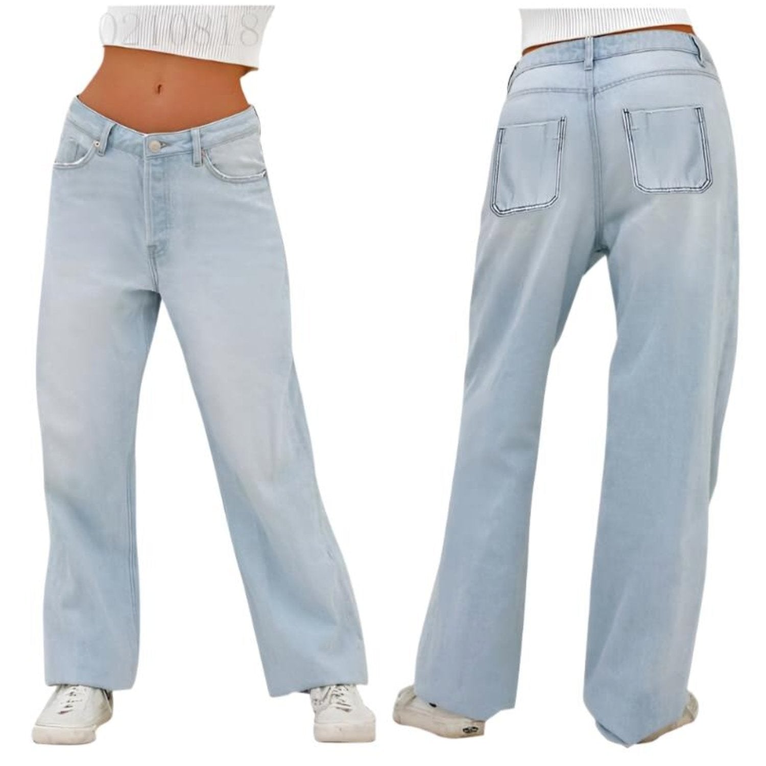 Chic and trendy wide-leg jeans with a flattering high-waist design.