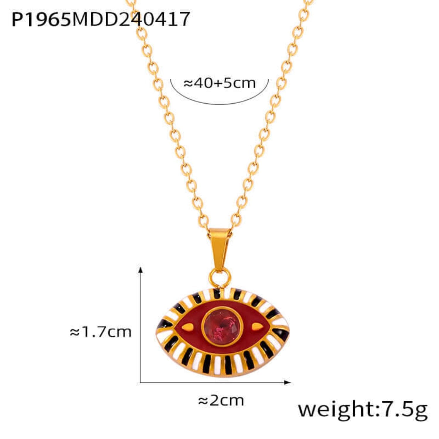 Geometric evil eye necklace with diamonds