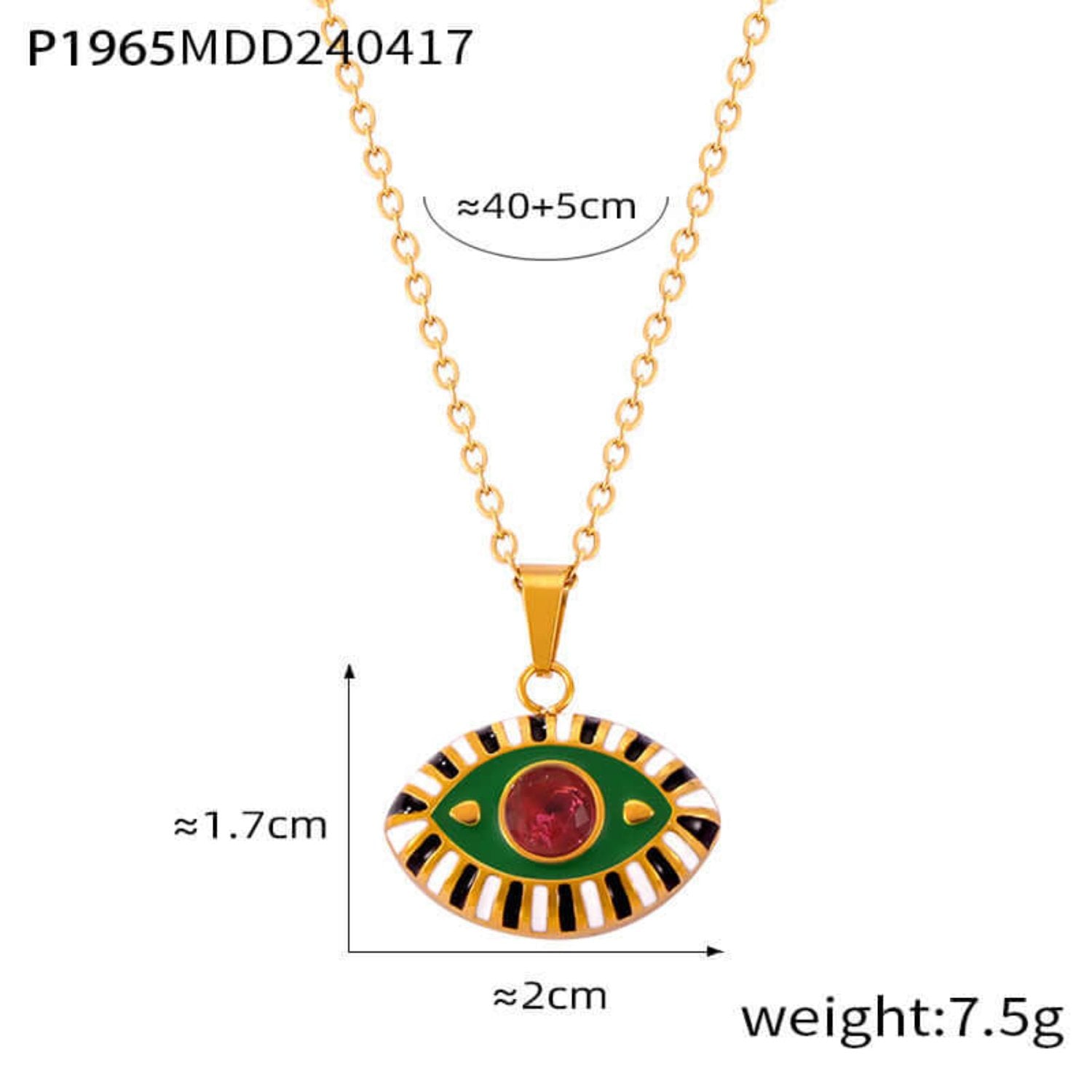 Protective evil eye necklace with a modern, edgy geometric design.