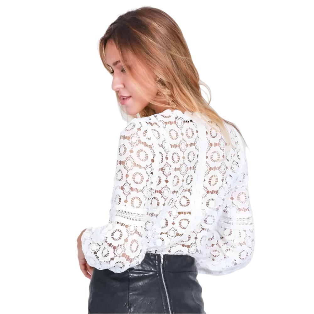 Bellissima Lattice Lace Blouse - White