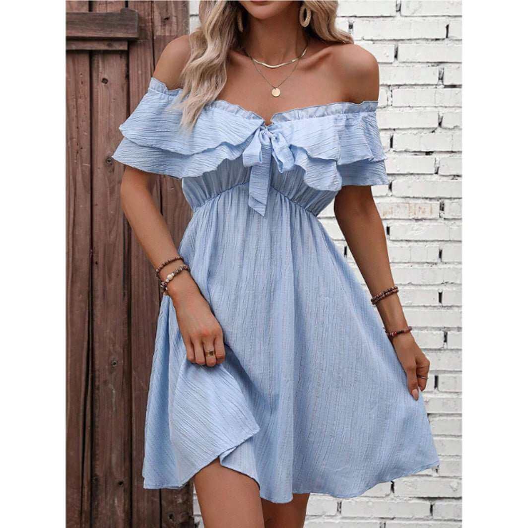 ruffles of shoulder mini dress