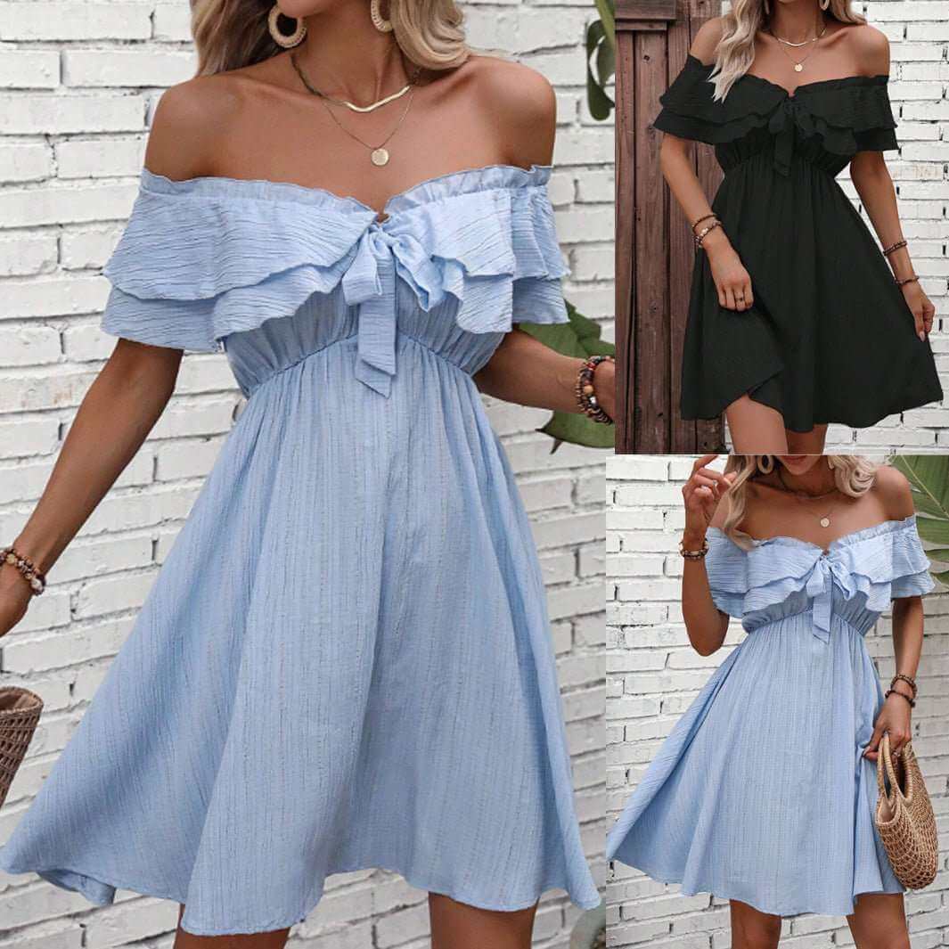 ruffles of shoulder mini dress