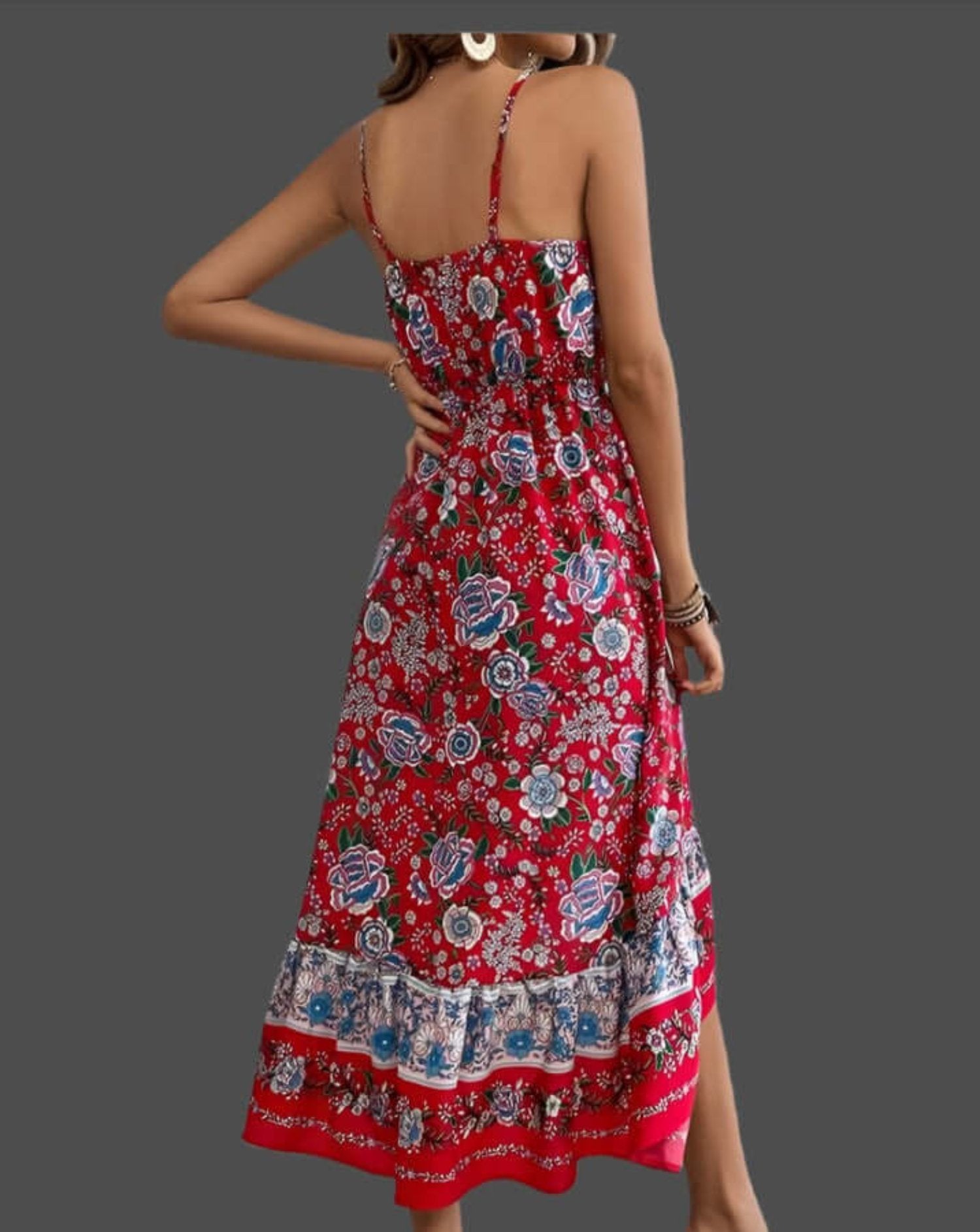 Versatile red sling dress perfect for warm weather outings