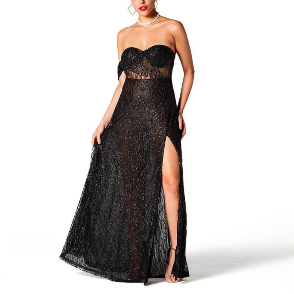 Elegant Black evening sequins dress 