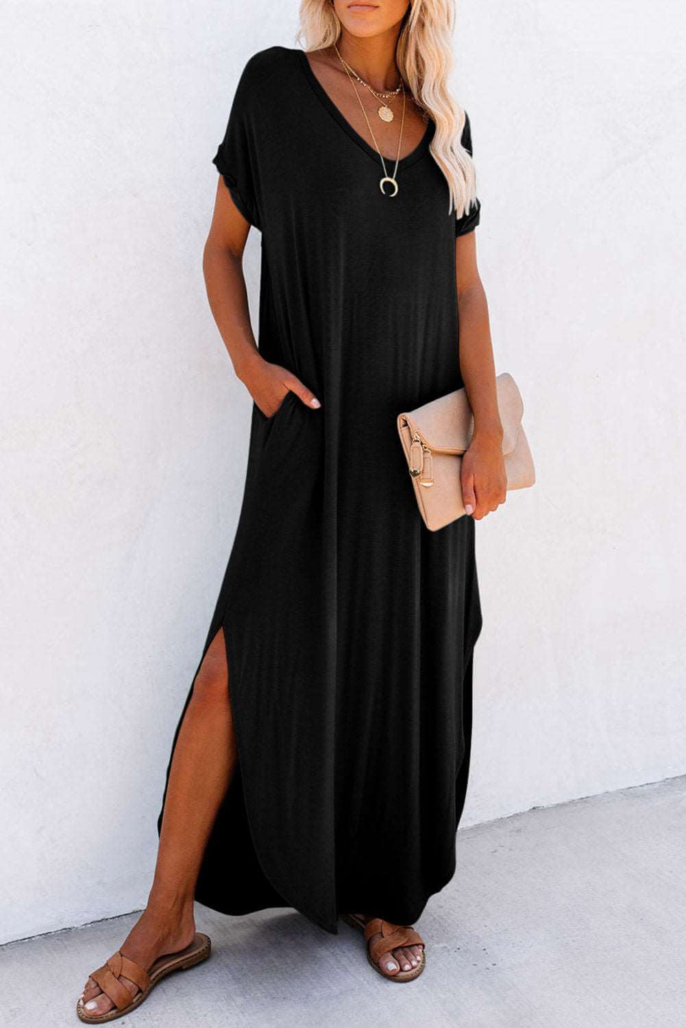 Loose fit maxi dress with high elasticity