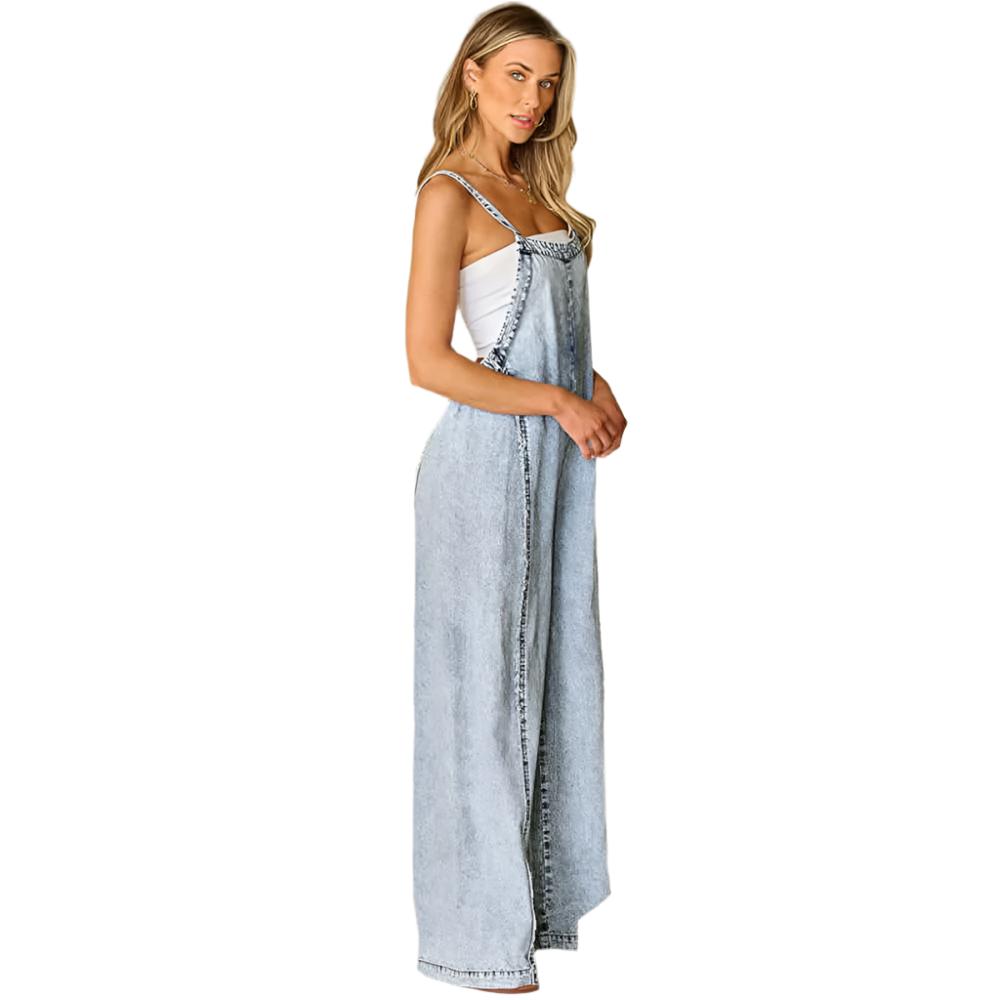 Stylish raw design of the Denim Washed Jumpsuit