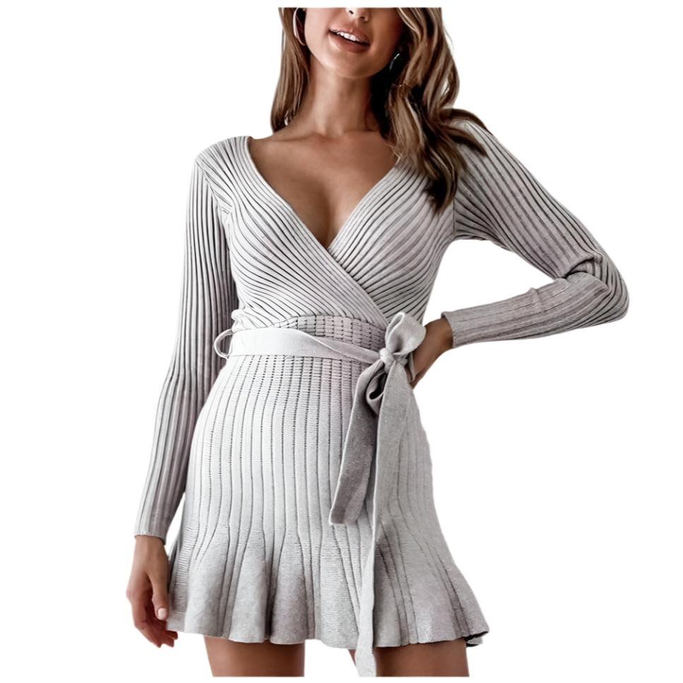 Sexy V Neck Knitted Dress - Cute Spring Outfits for Women