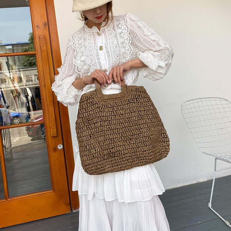 Jute bag for the beach Staw bag for the beach