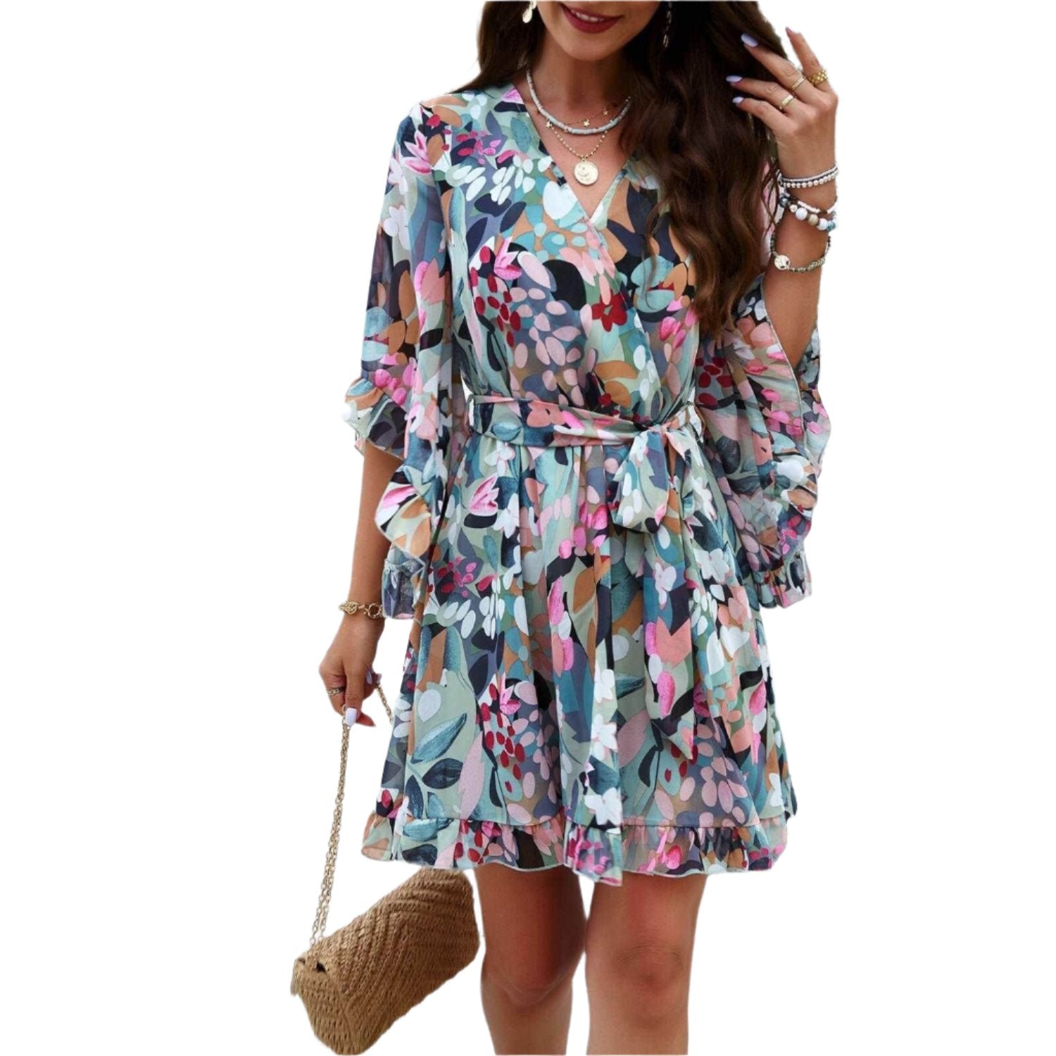 Beautiful floral dress in various colors for a chic look.