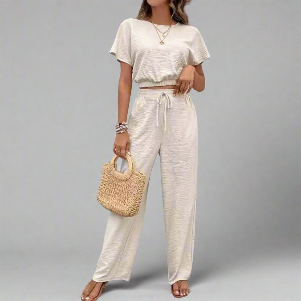 baggy pants beige baggy pants and top set wide leg pants