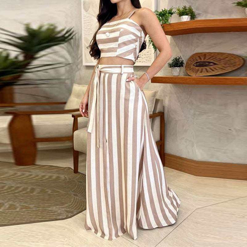 Striped Print Skirt Suit Women