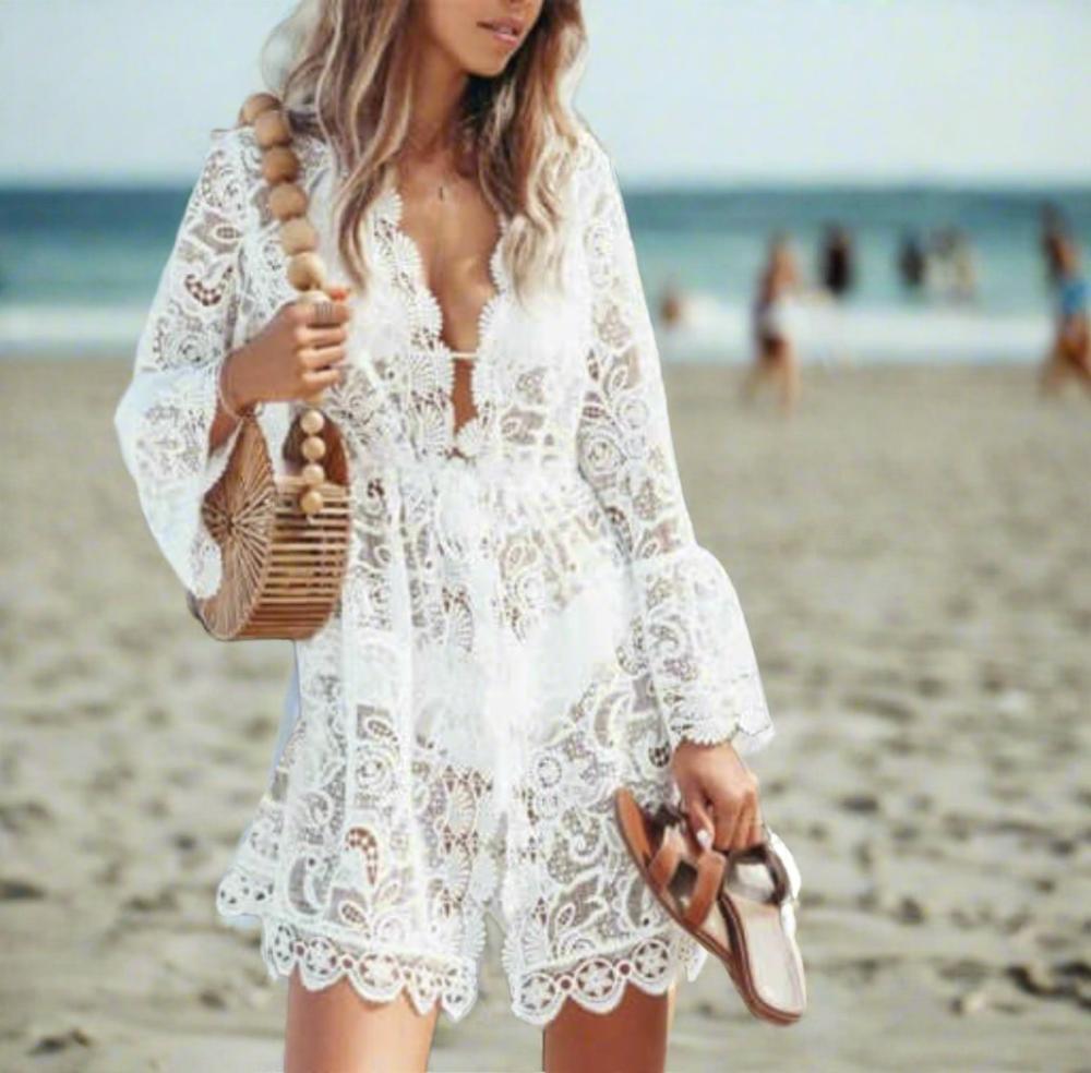 mini cover up dress white lace cover up