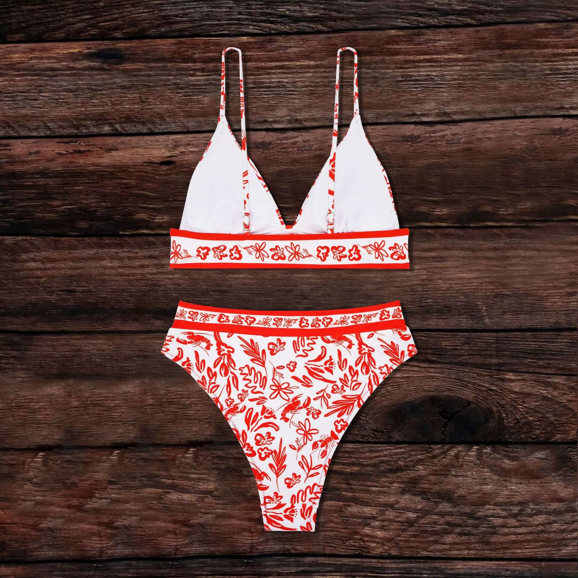 Orange Printed Split Swimsuit Bikini