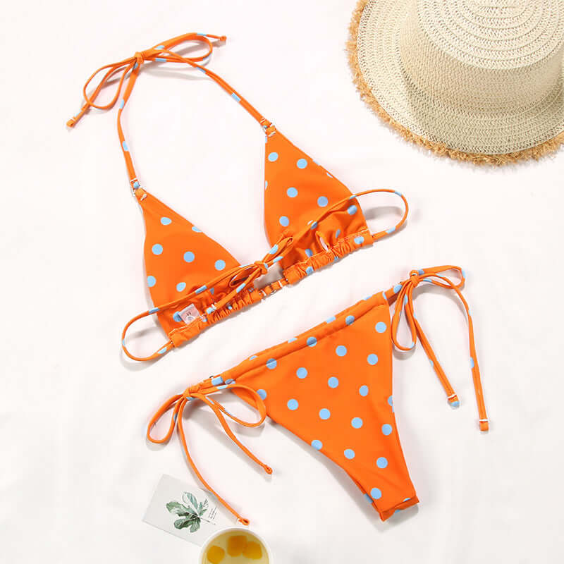 Polka Dot Print Split Swimsuit Bikini