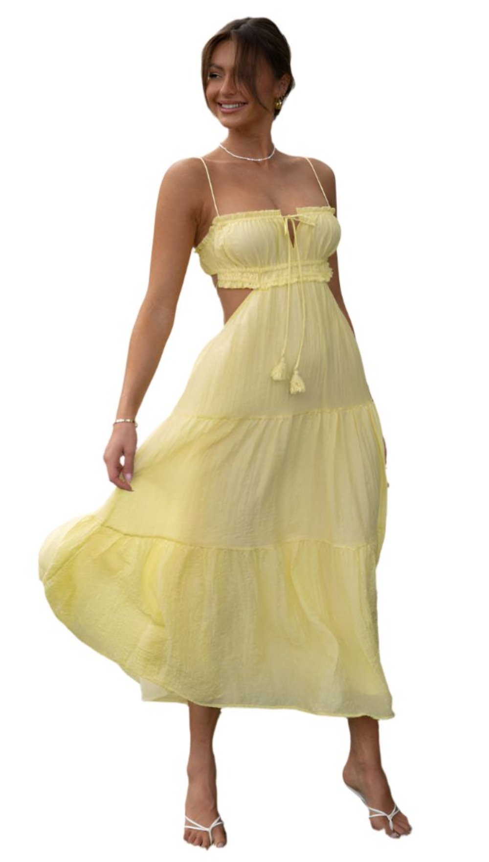 casual boho dress elegant dresses for women Spaghetti Straps casual yellow Dress