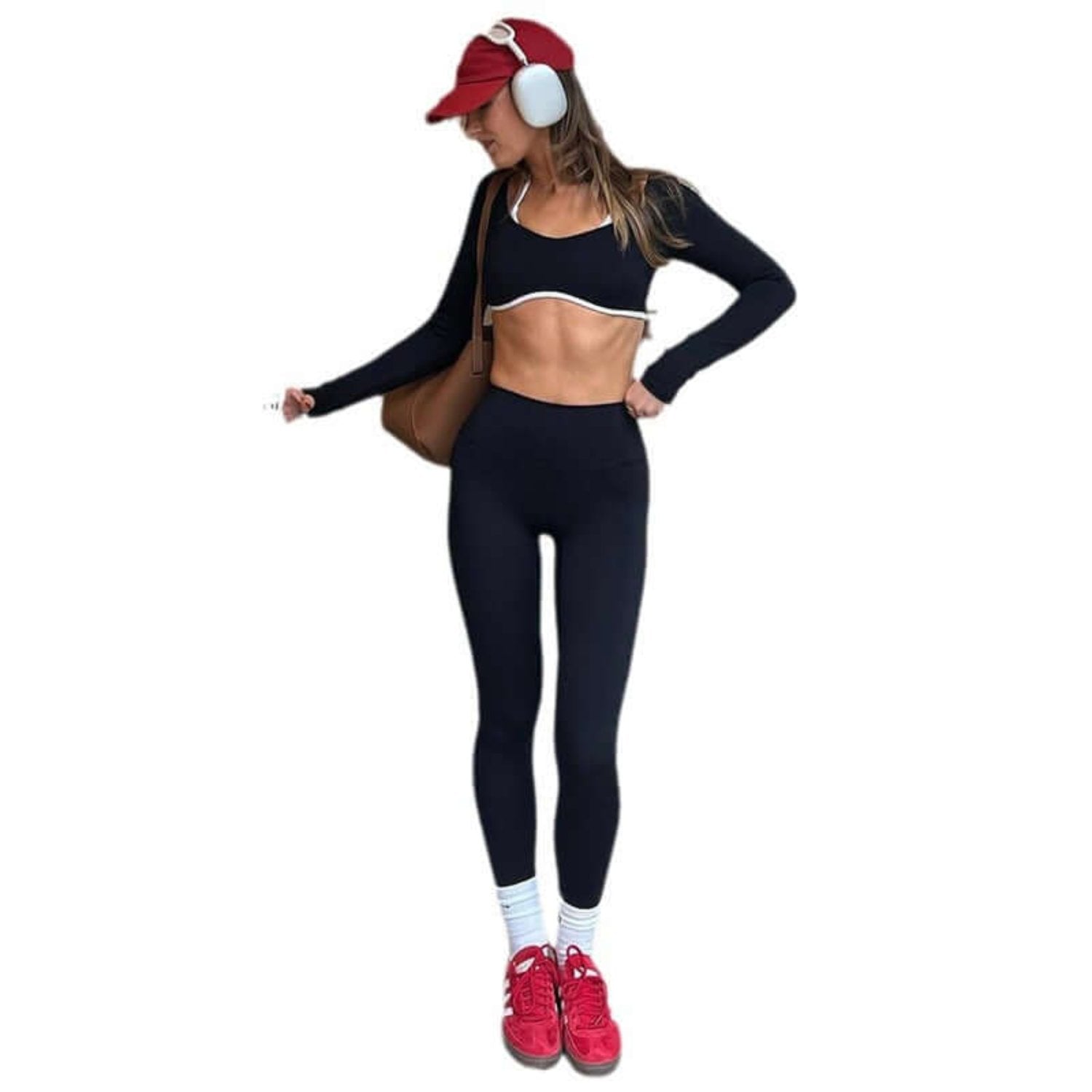 Breathable polyester fitness set for women.
