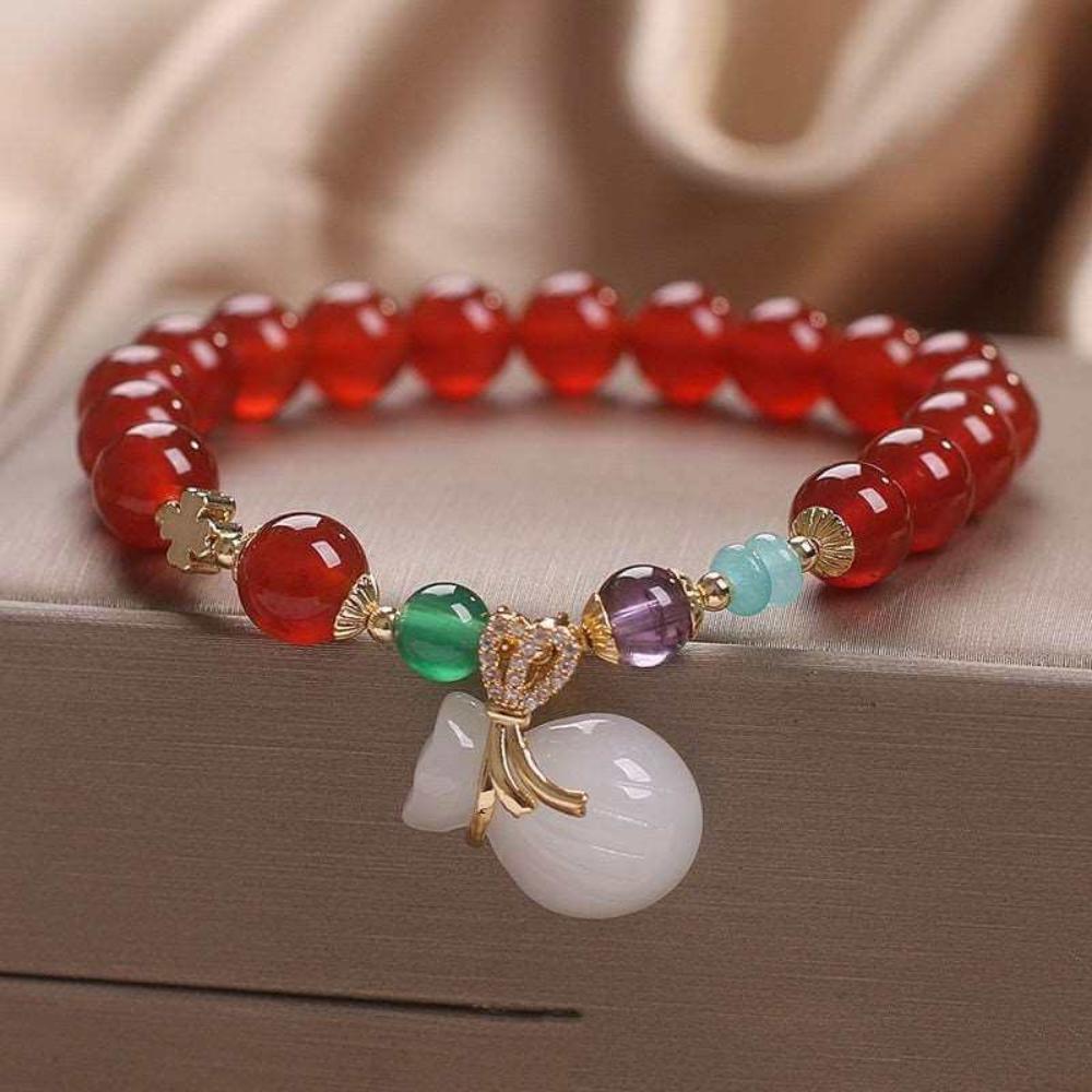 Red Agate Beaded Luck Bracelet