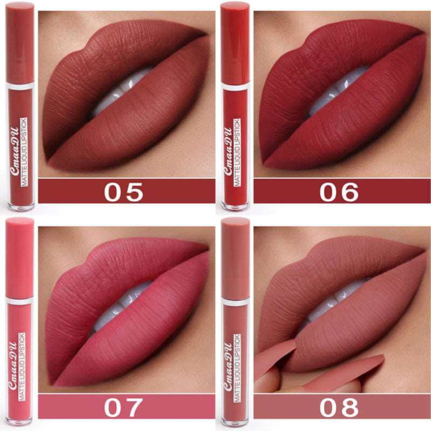 Long-lasting matte lipstick in various shades