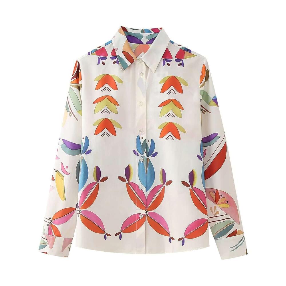 Long-sleeved Printed Poplin Shirt